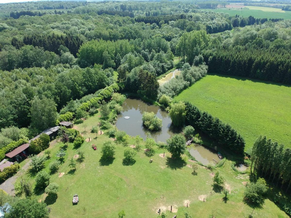 Florennes Gite Neuf 150 M2 Devant Un Grand Lac Prive De 2 Hectares Poissonneux Au Milieu Des Bois Exteriör bild